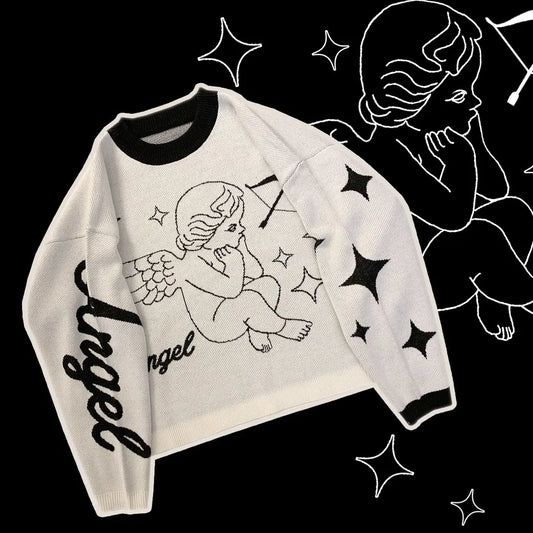 Wings Super Loose White and Pink Sweater
