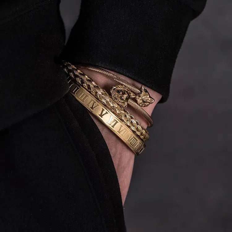 Roman Digital Bracelet with Stainless Steel Wire Rope